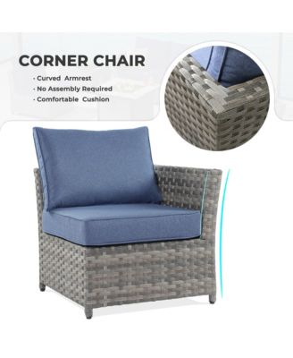 12 Pieces Outdoor Furniture Patio Sectional Sofa,No Assembly Required PE Wicker Conversation Sets with Armchairs,Ottomans and Coffee Table