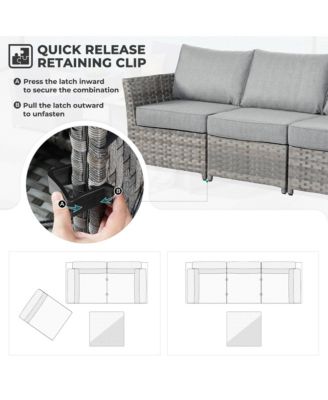 13 Pieces Outdoor Furniture Patio Sectional Sofa,No Assembly Required PE Wicker Conversation Sets with 42" Fire Pit,Armchairs,Ottomans and Coffee Table for Garden Poolside Backyard