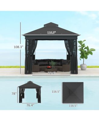 10' x 10' Outdoor Gazebo with Shelf and Netting, UV30+ Protected