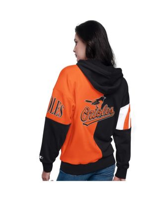 Женская толстовка Starter's Black/Orange Baltimore Orioles Curve Ball с капюшоном на молнии для начинающих