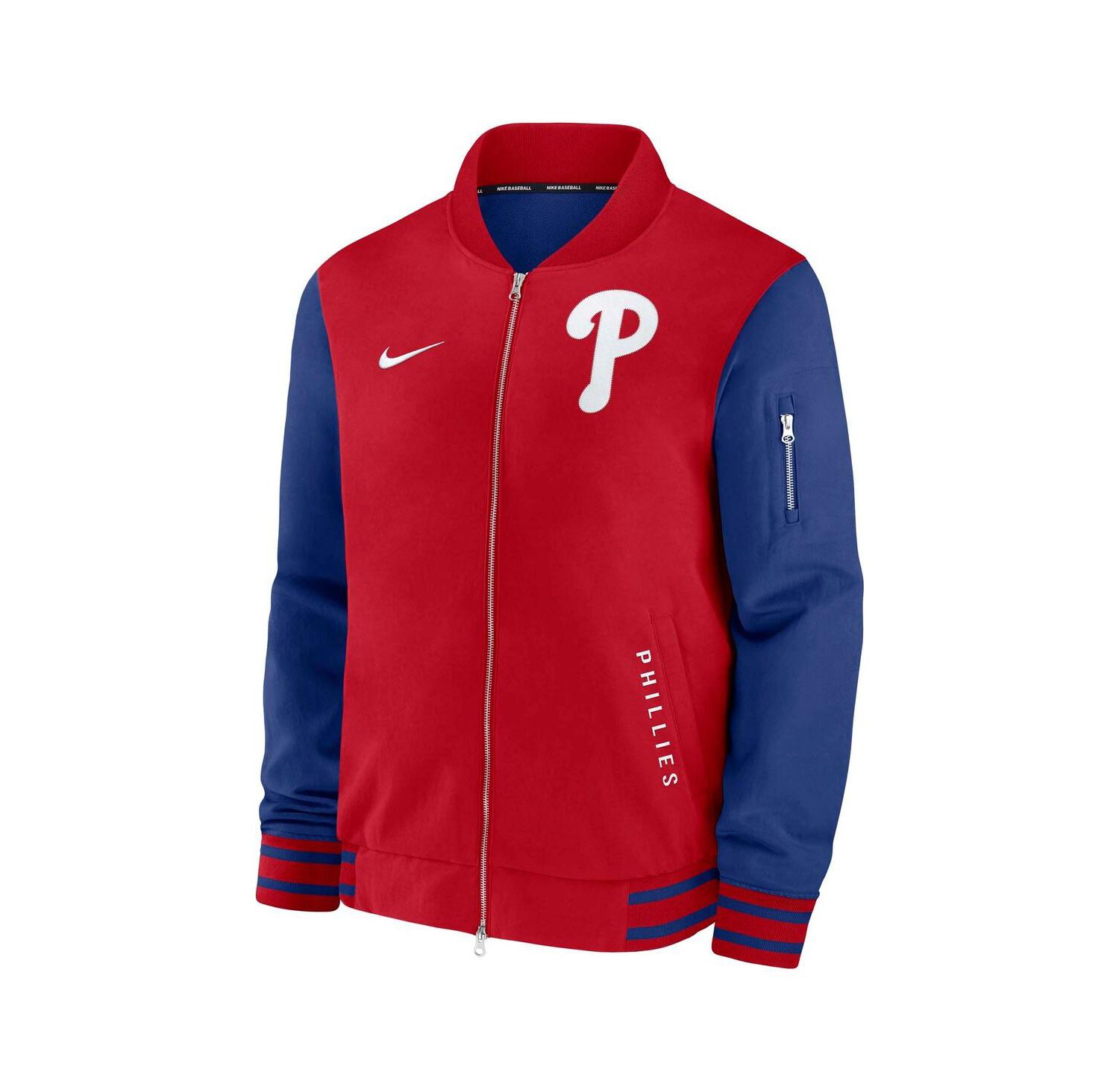 Men's Red/Royal Philadelphia Phillies Authentic Collection Dugout Full-Zip Bomber Jacket