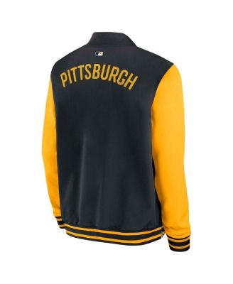 Мужская черная с золотом куртка-бомбер Nike Pittsburgh Pirates Authentic Collection Dugout на полной молнии