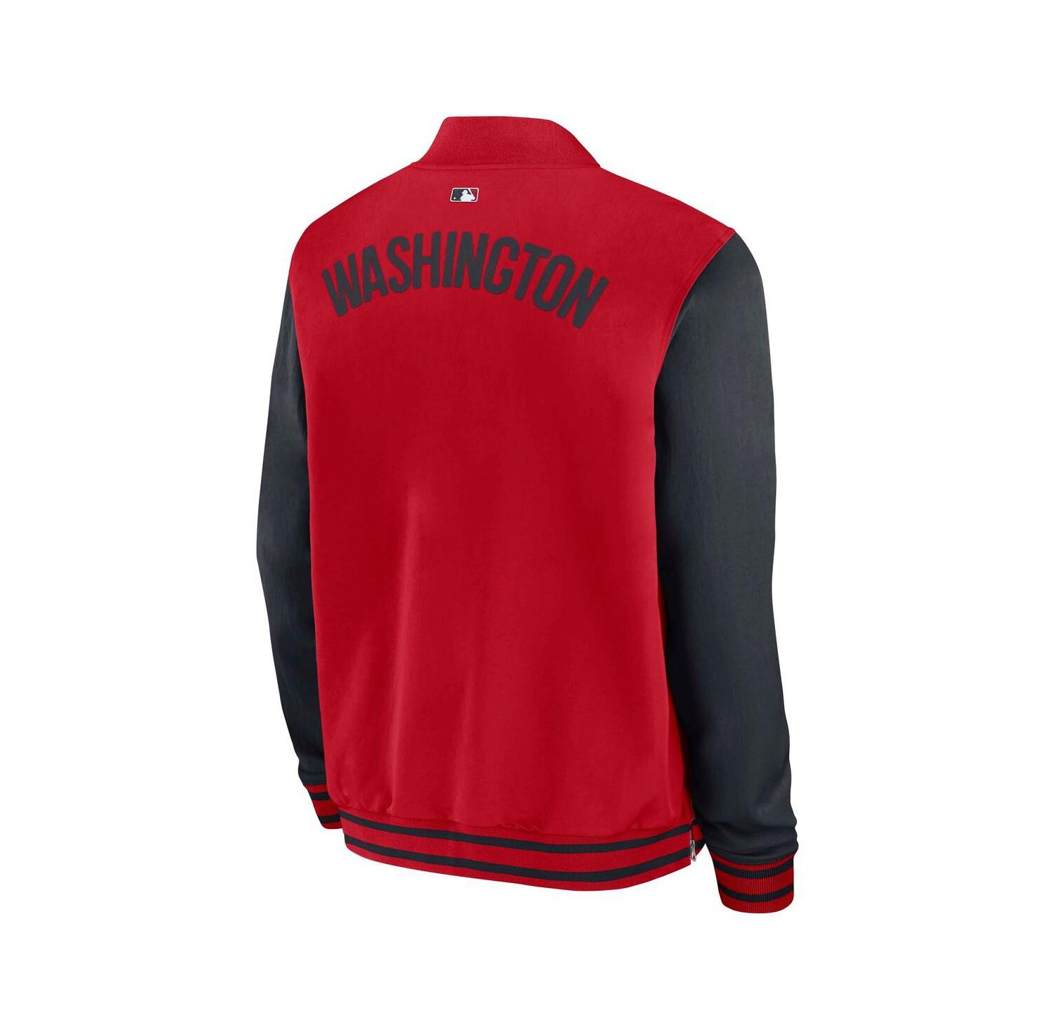 Men's Red/Navy Washington Nationals Authentic Collection Dugout Full-Zip Bomber Jacket