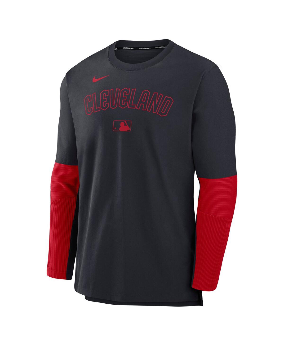 Nike Men's Navy/red Cleveland Guardians Authentic Collection Lightweight Player Tri-blend Performance Pul In Navy,red
