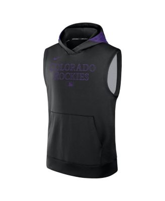 Men's Black Colorado Rockies Authentic Collection Performance Sleeveless Pullover Hoodie