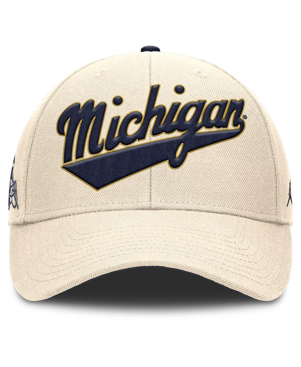 JORDAN MEN'S NATURAL MICHIGAN WOLVERINES PRIMETIME RISE ADJUSTABLE HAT 