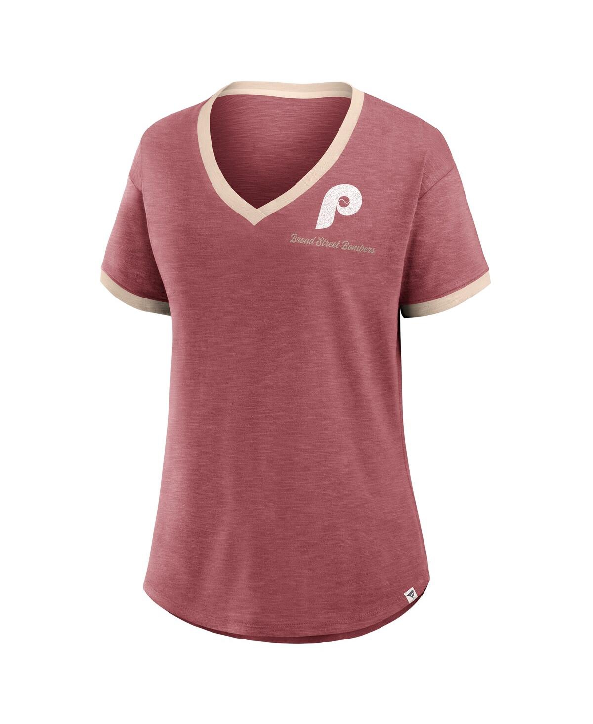 Fanatics Women's Burgundy Philadelphia Phillies Binge Worthy Stadium Slub V-neck T-shirt In Burgundy