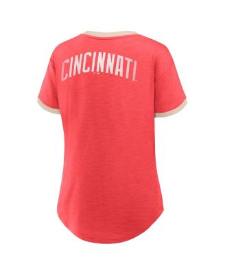 Женская футболка с V-образным вырезом Fanatics Red Cincinnati Reds Binge Worthy Stadium Slub