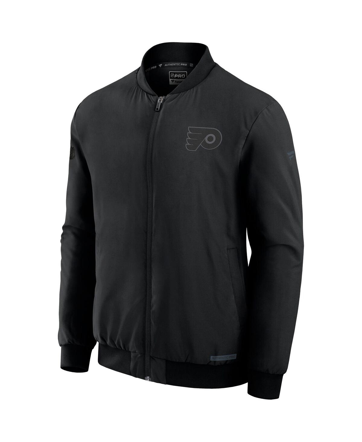 Fanatics Men's Black Philadelphia Flyers Authentic Pro Road Full-zip Bomber Jacket In Black