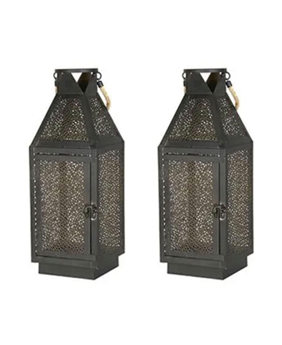 16 Inch Battery Powered 20 Led Filigree Lantern, 2 Pack