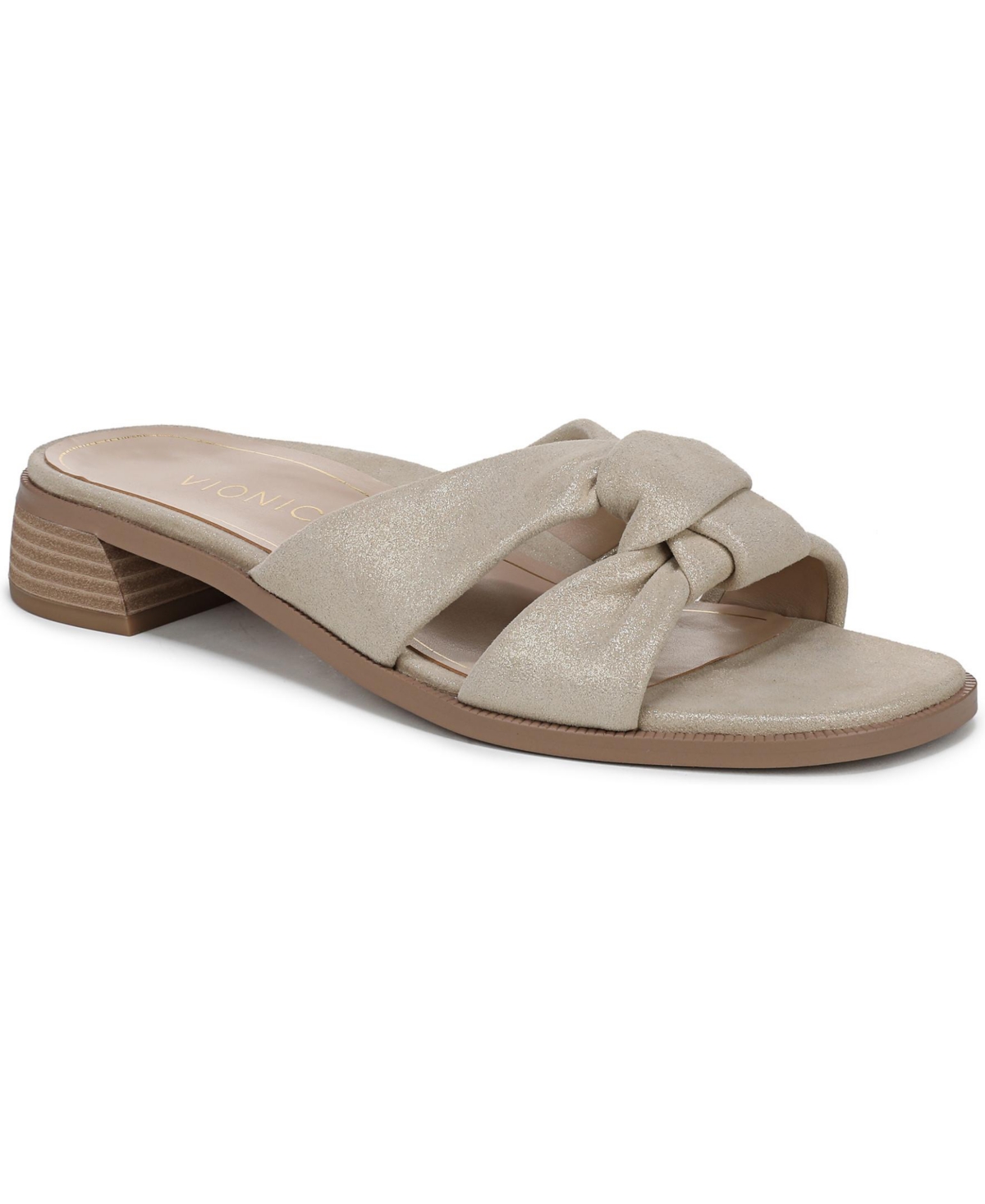 Vionic Womens Mabel Slide Sandals - Gold leather