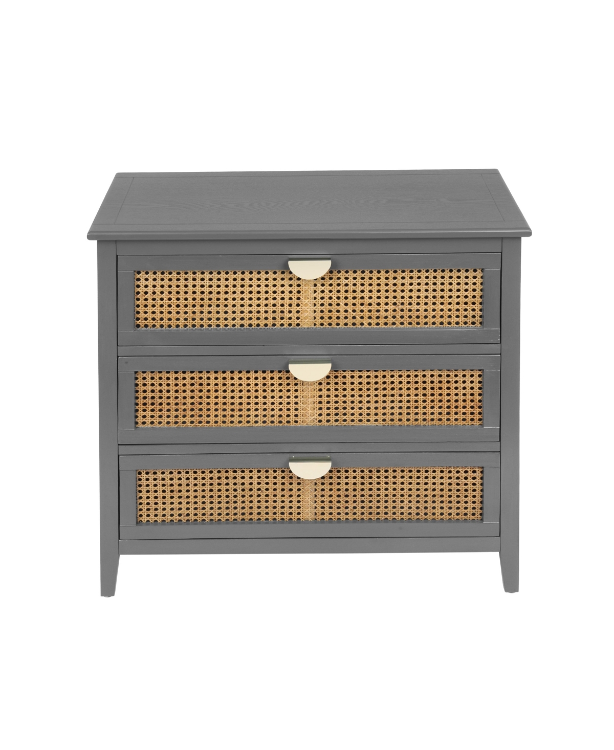 3 Drawer Cabinet,Natural rattan,American Furniture,Suitable for bedroom, living room, study - Grey