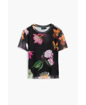 Дизайнерская женская футболка из тюля с принтом