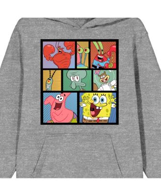 SpongeBob SquarePants Mens Character Block Long Sleeve Athletic Heather Adult Hooded Sweatshirt 6990₽