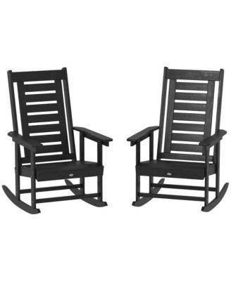 2 Outdoor Rocking Chairs, HDPE High Back Patio Rockers