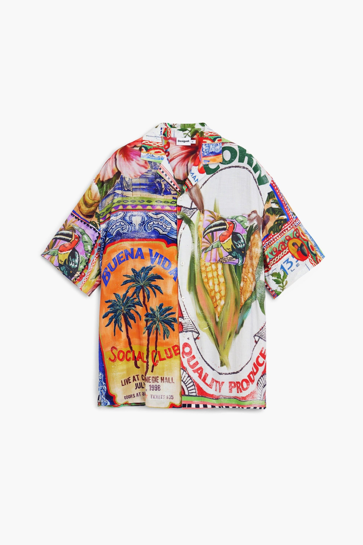 DESIGUAL MEN'S SHORT-SLEEVE POSTCARD SHIRT 