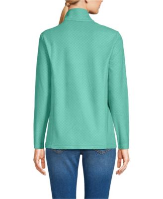 Женский флисовый пуловер Lands' End с тиснением на молнии в четверть оборота