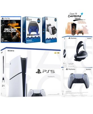 PlayStation 5 Slim Disc PS5 with Call of Duty: Black Ops 6, Extra Galactic Purple Controller, Pulse Elite Headset, Gamer Starter Pack, Dual Charg