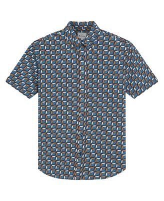 Бен Шерман Ben Sherman Мужская рубашка с коротким рукавом в стиле ретро с геопринтом 21890₽
