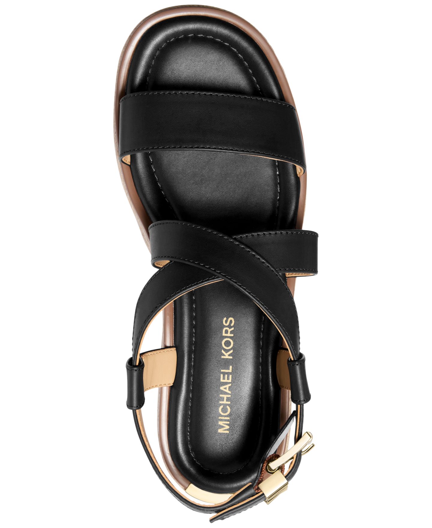 Женские сандалии Michael Kors Lynn Buckle Espadrille, цвет: Чёрный кожаный — фото 4