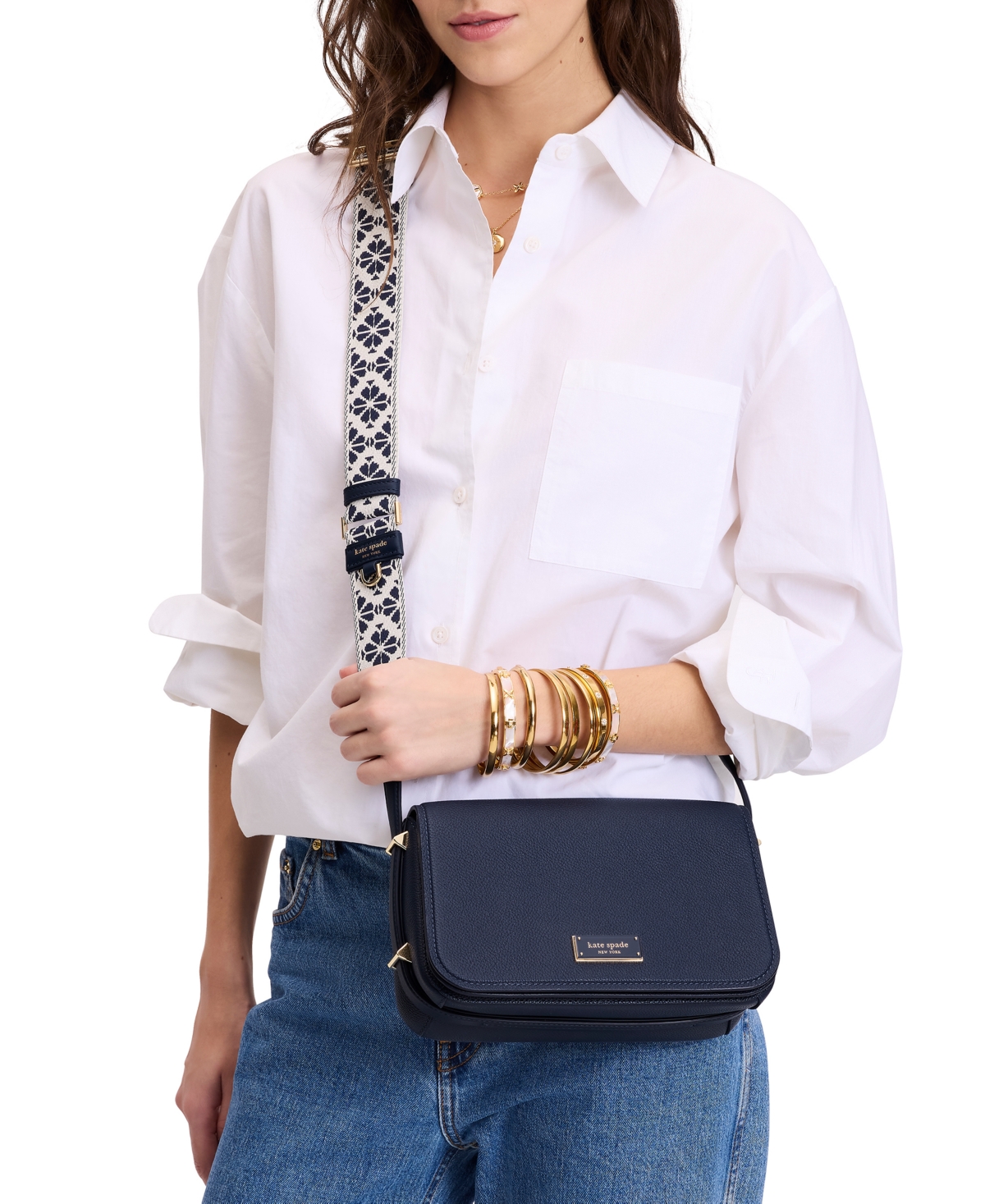 Kate Spade Liv Leather Crossbody Bag In Parisian Navy