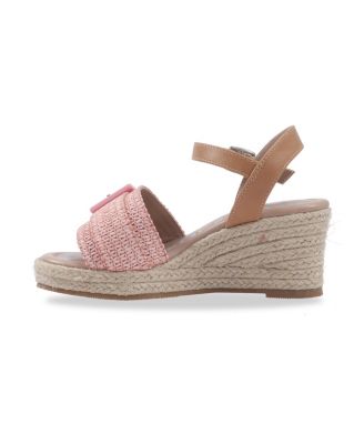 Little and Big Girls Lucia Buckle Espadrille Wedge Sandals
