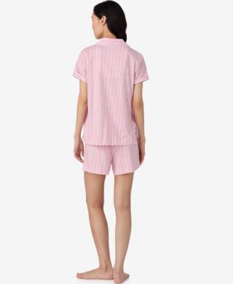 Женский пижамный комплект Lauren Ralph Lauren с коротким рукавом и вырезанным воротником