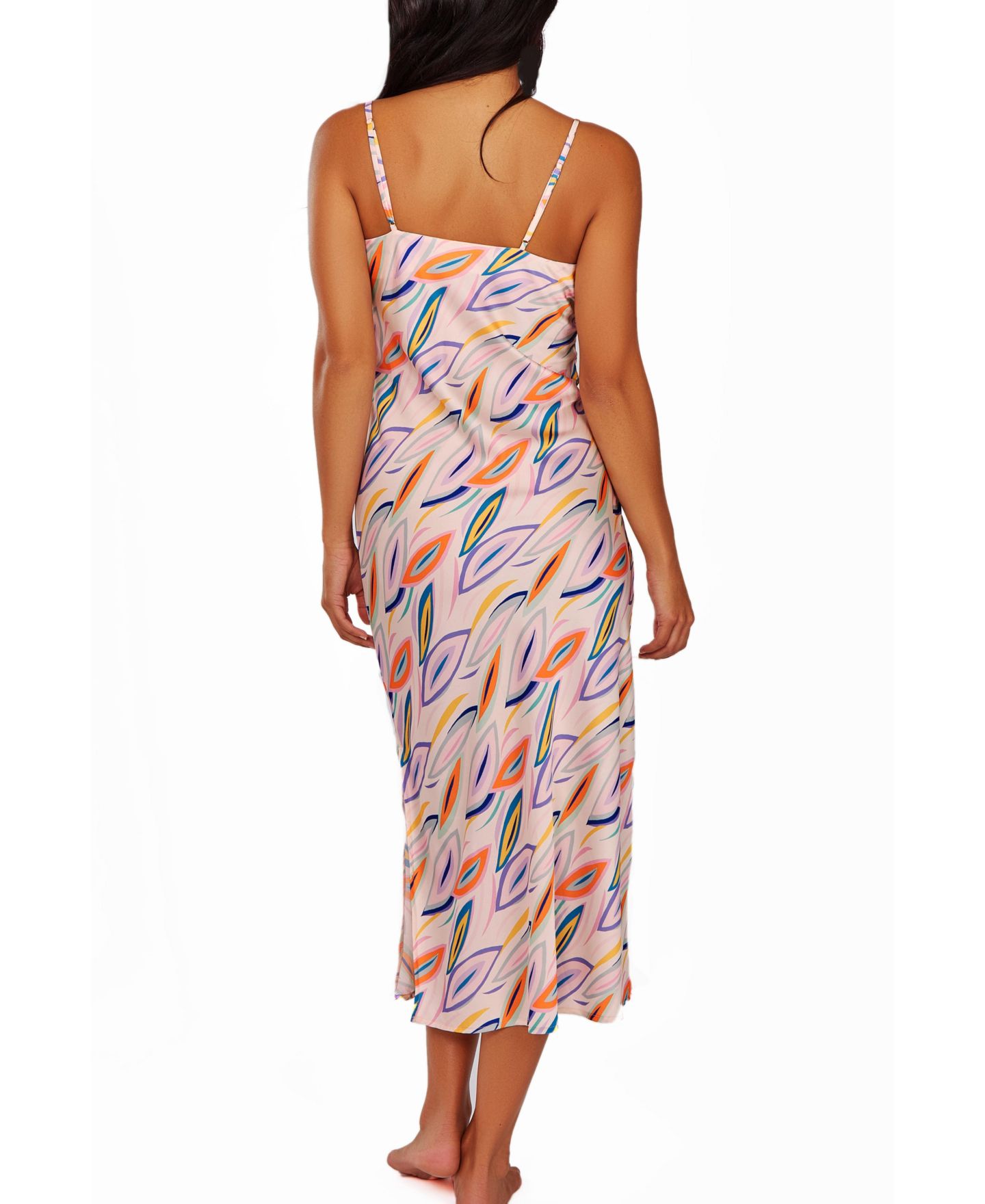 Женские платья iCollection Cowl Neck Satin Print Gown, цвет: Слоновая кость — фото 2
