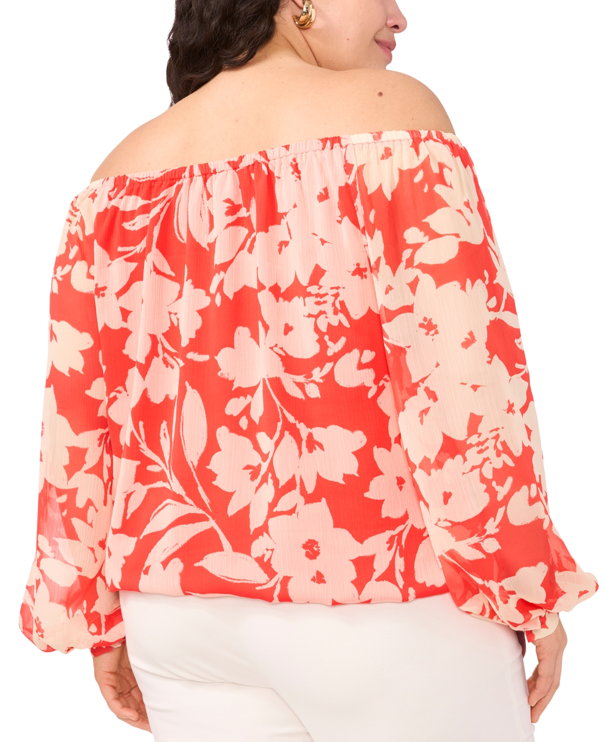 VINCE CAMUTO PLUS SIZE OFF-THE-SHOULDER LONG-SLEEVE BLOUSE 