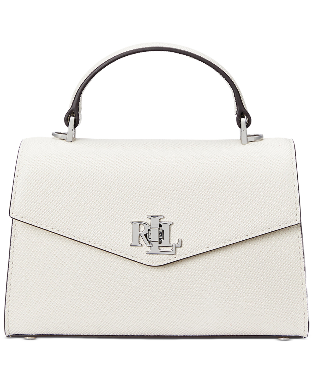 Ralph Lauren Farrah Crosshatch Leather Satchel In Soft White