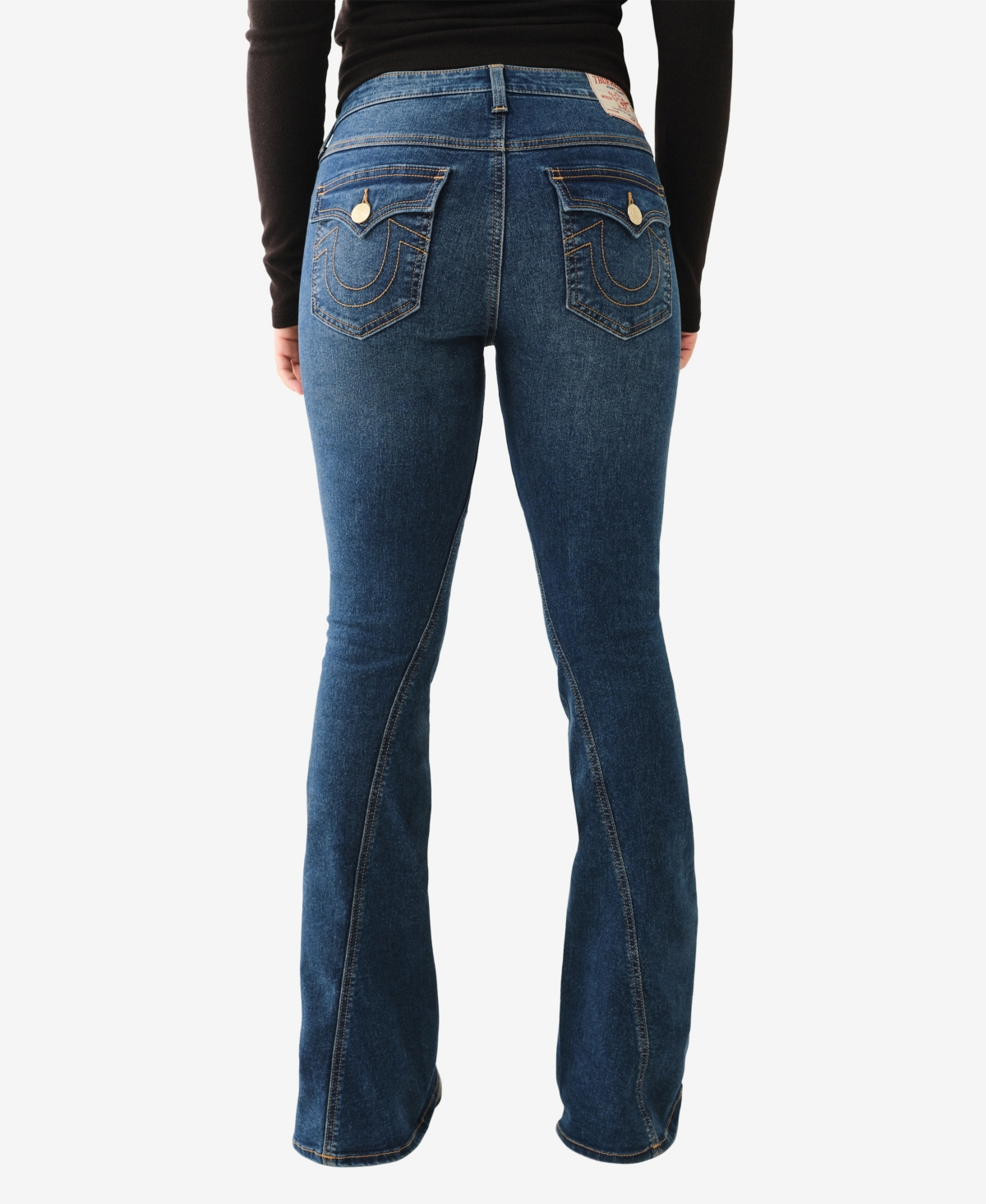 TRUE RELIGION WOMEN'S JOEY MID RISE FLAP FLARE JEANS 