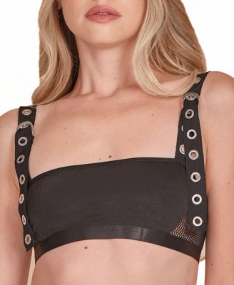 Women's 2PC Bra and Panty Lingerie Set with Twill Straps and Working Silver Buckle