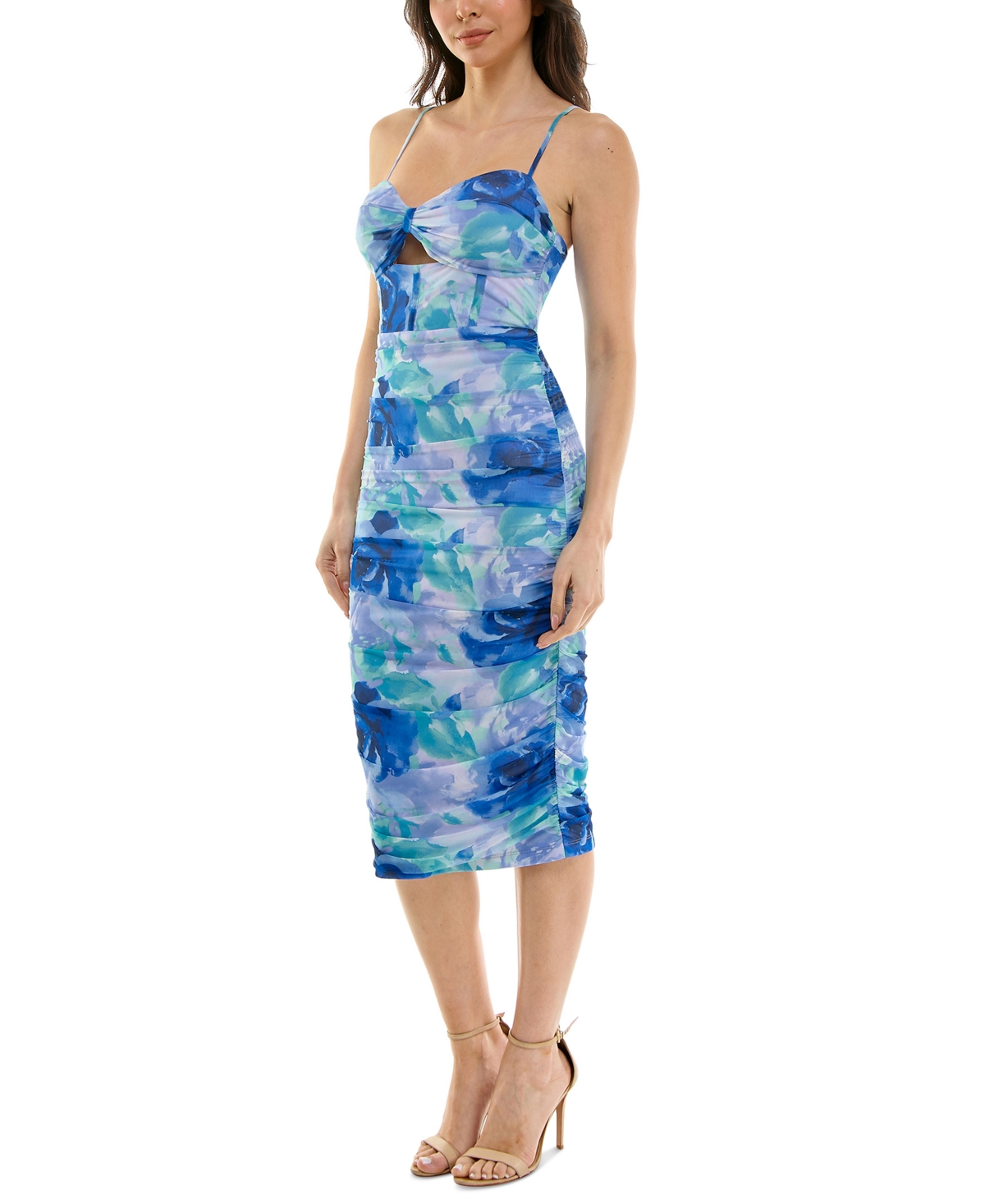 Emerald Sundae Juniors' Cutout Corset Lace-up-back Dress In Blue Multi