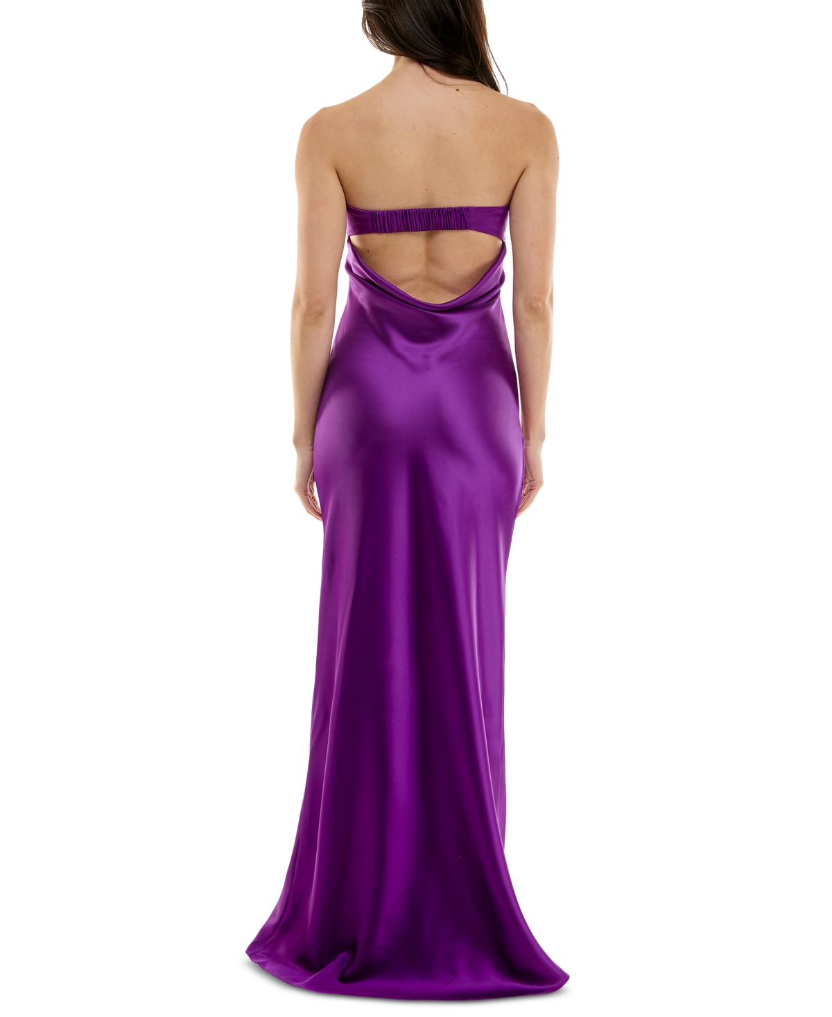 KATIA RAE JUNIORS' STRAPLESS DRAPE-BACK SATIN GOWN, CREATED FOR MACY'S 