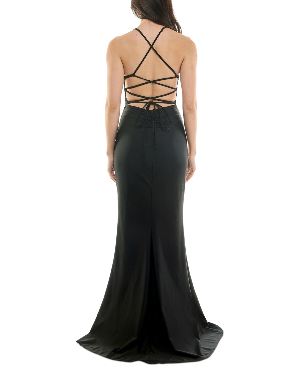 KATIA RAE JUNIORS' SLEEVELESS LACE-UP-BACK GOWN, CREATED FOR MACY'S 