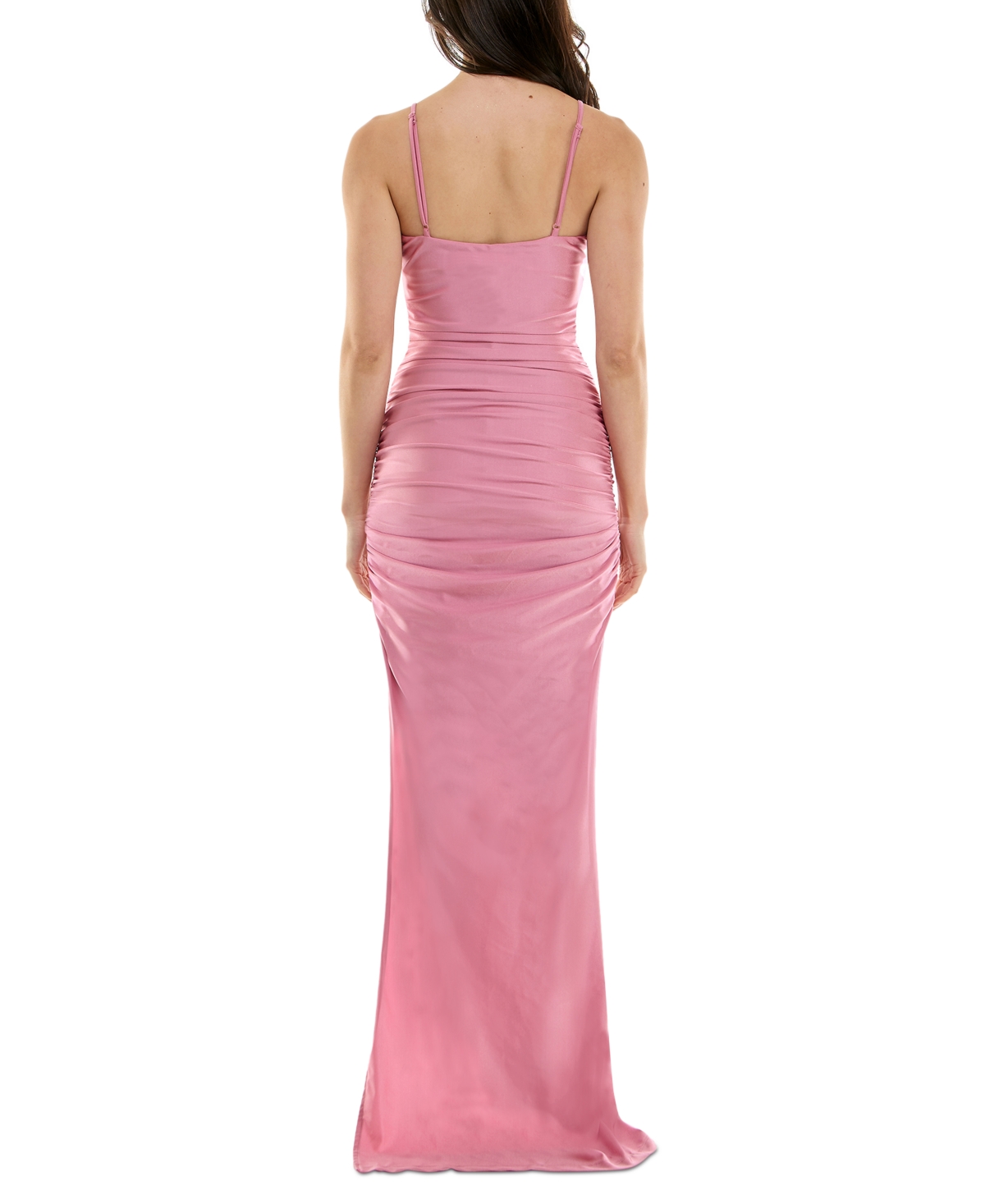 Emerald Sundae Juniors' Sleeveless Twisted-front Gown In Rose
