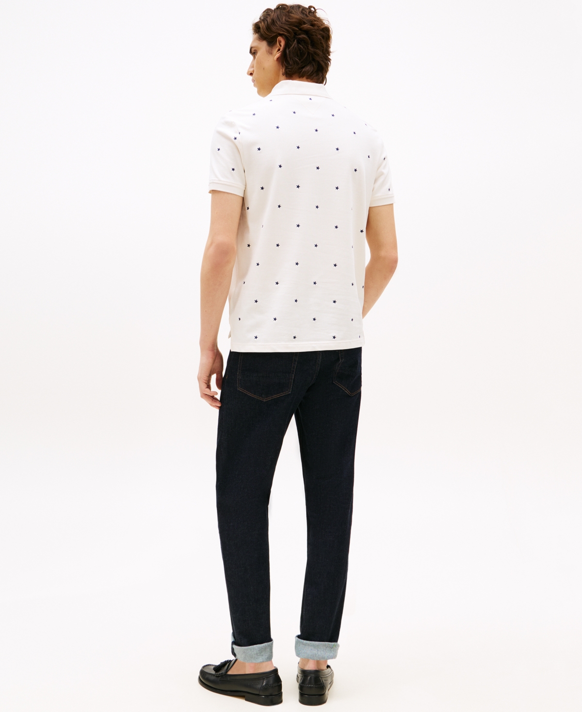 Tommy Hilfiger Regular Fit Allover Star Pique Polo In White