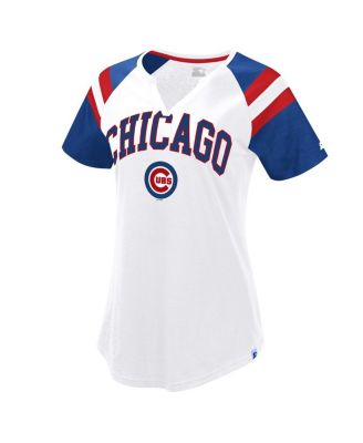 Женская футболка реглан Starter's Game от Royal Chicago Cubs белого цвета с вырезами на воротнике