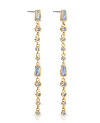 Blue Crystal Linear Earrings