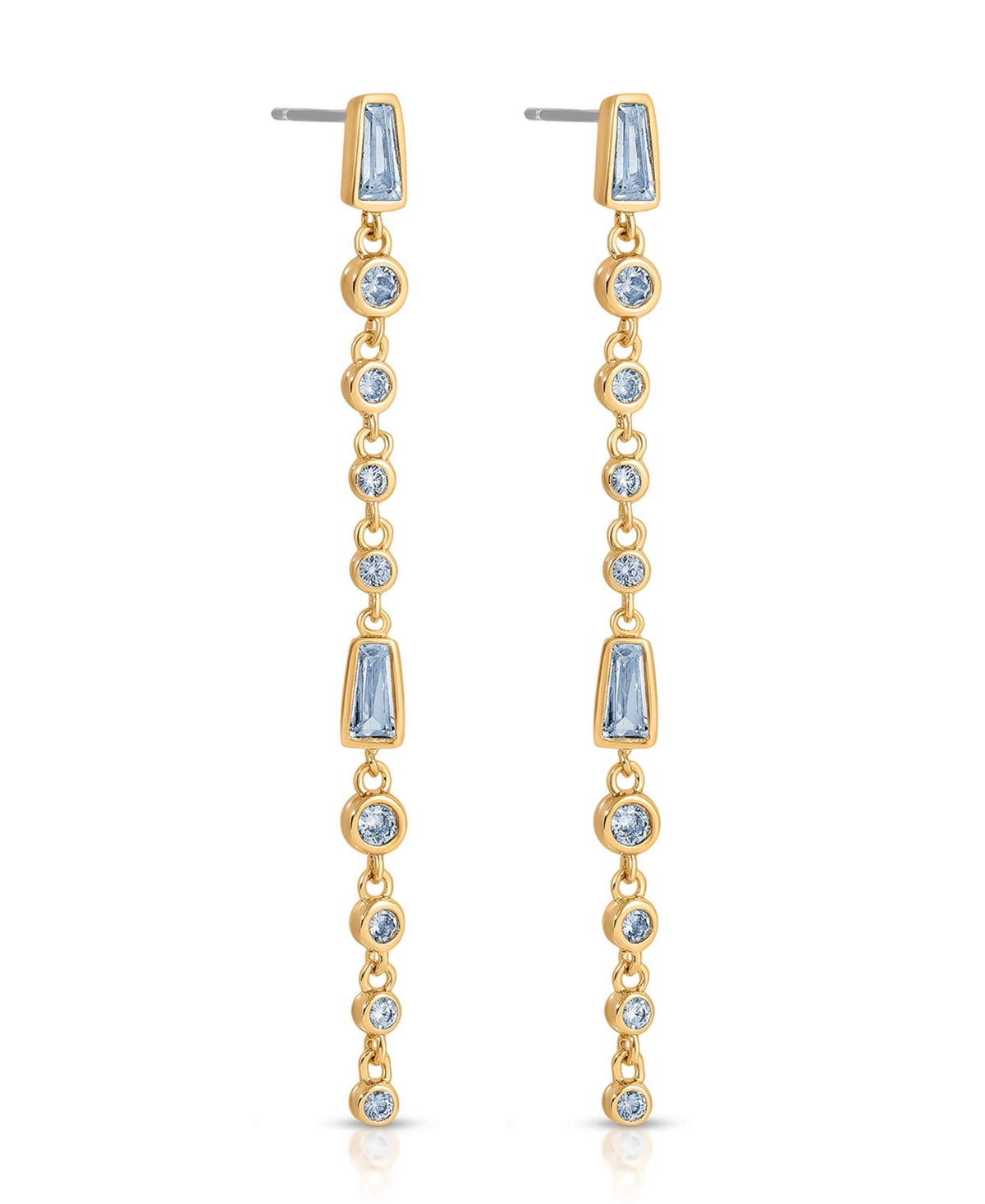 Ettika Blue Crystal Linear Earrings In Blue