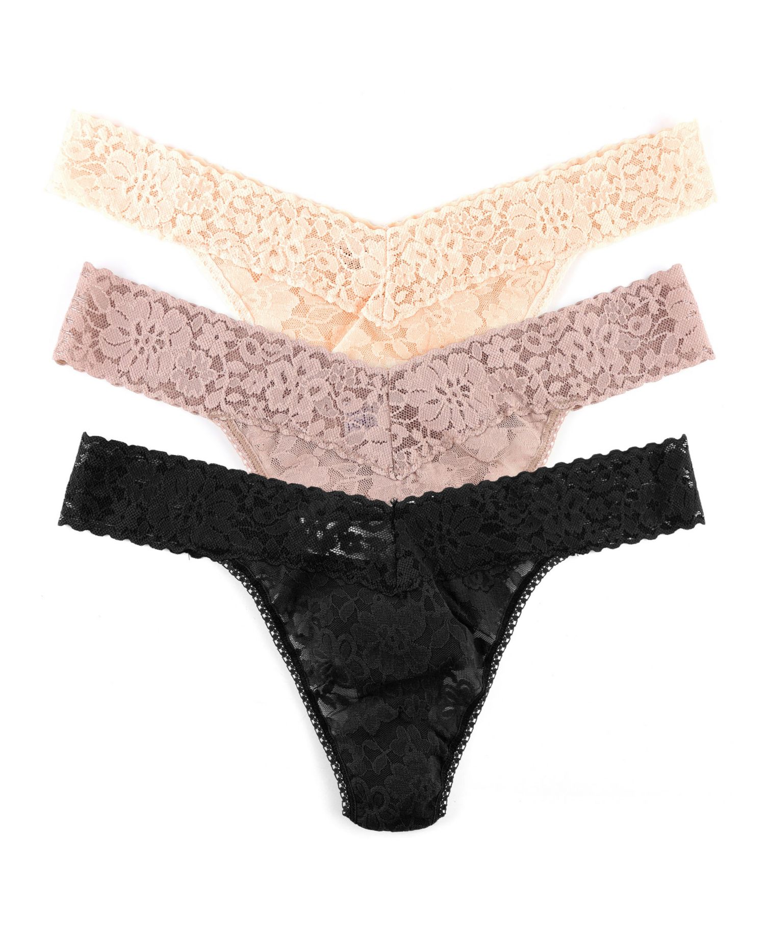 Women's Daily Lace Original Rise Thong Underwear 3 Pack