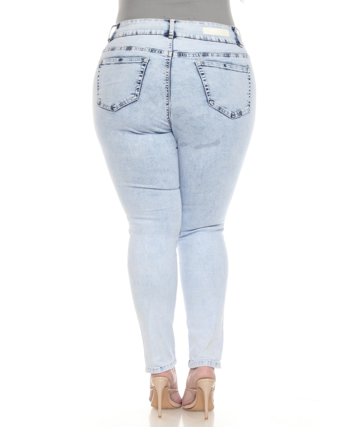 White Mark Plus Size Stretch Denim Jeans In Acid Wash Denim