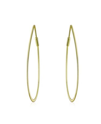 Boho Minimalist Hoop Huggie Earrings 14K Gold Plated Sterling Silver 2 Inch