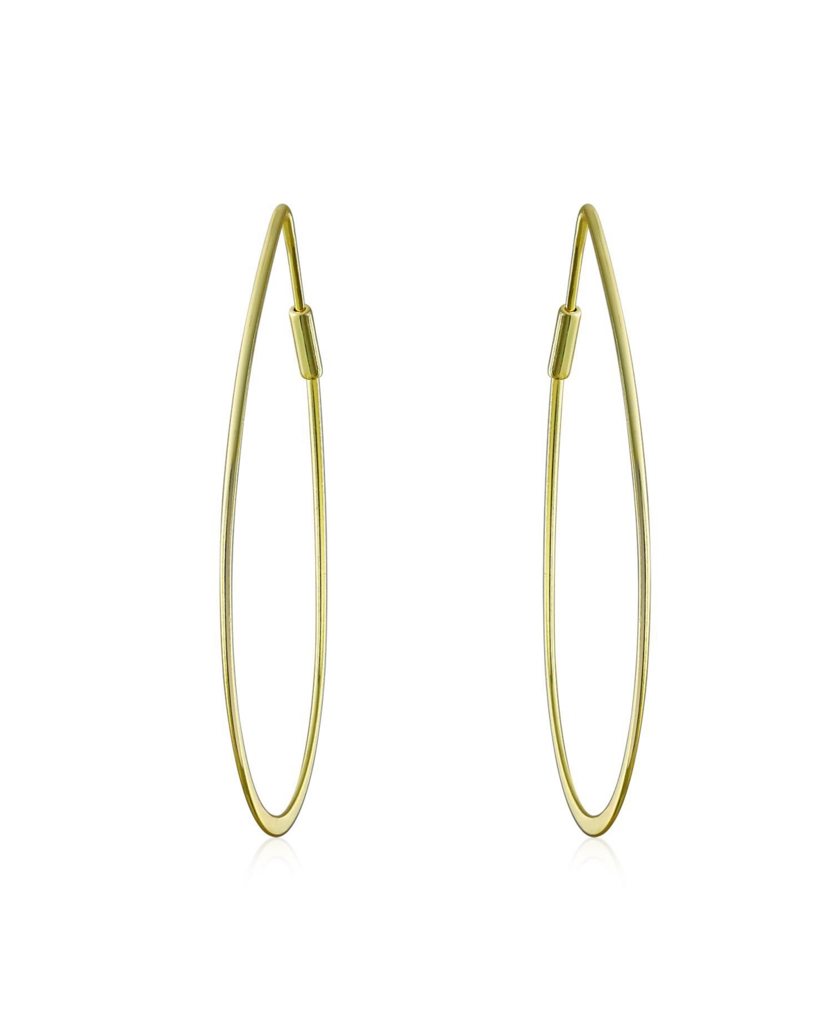 Bling Jewelry Boho Minimalist Hoop Huggie Earrings 14K Gold Plated Sterling Silver 2 Inch
