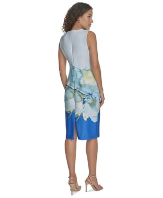 Женское платье-футляр без рукавов с цветочной каймой от Calvin Klein