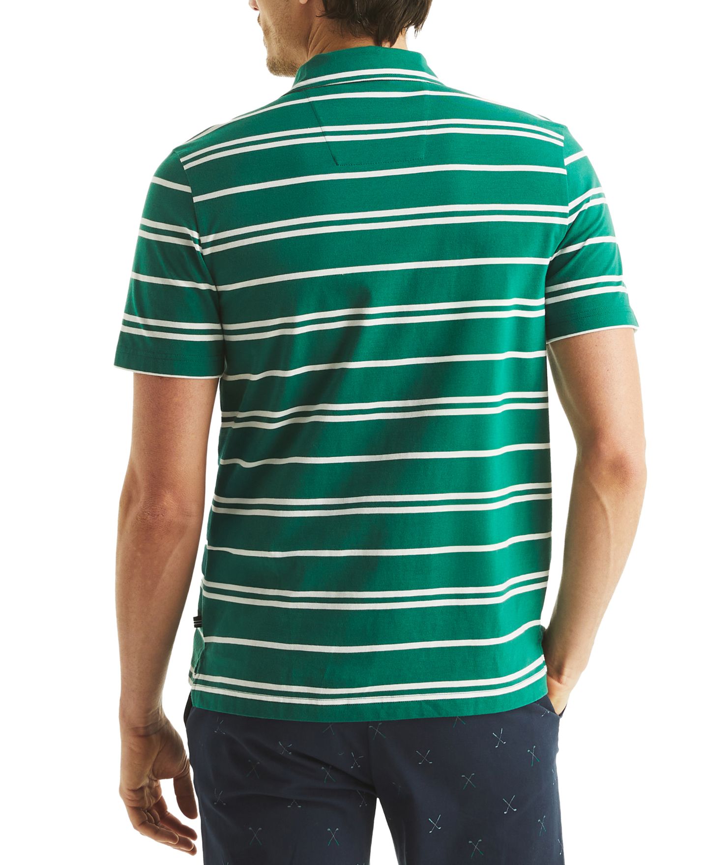 Мужское поло Nautica Short Sleeve Striped Polo Shirt, цвет: Зелёный — фото 2