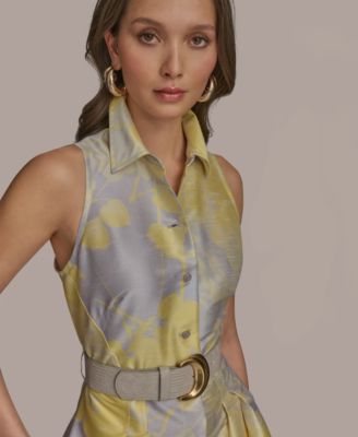 Женская приталенная рубашка-клеш с принтом от Donna Karan New York для женщин