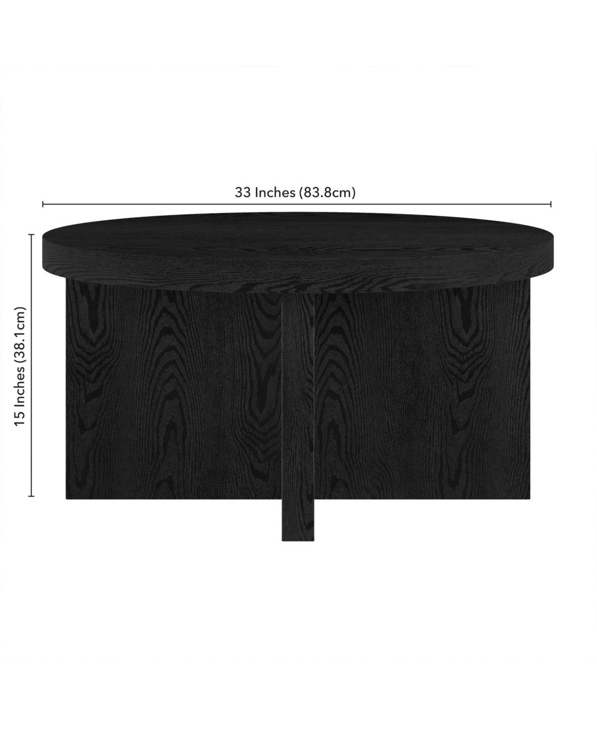 Hudson & Canal 33" Elna Wide Round Coffee Table In Black Grain