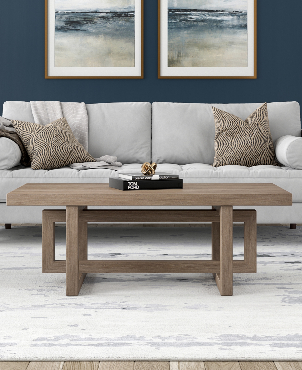 HUDSON & CANAL 47" BRESLOW WIDE RECTANGULAR COFFEE TABLE 