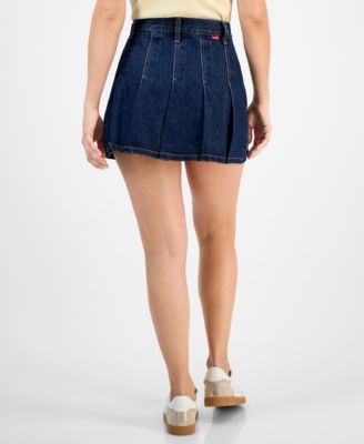 Women's Pleated Denim Mini Skirt